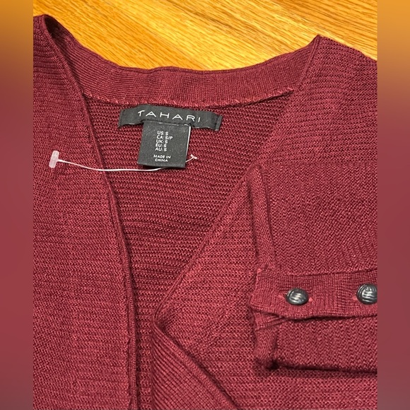 Deep Red Long Cardigan, Size Small - Picture 6 of 6